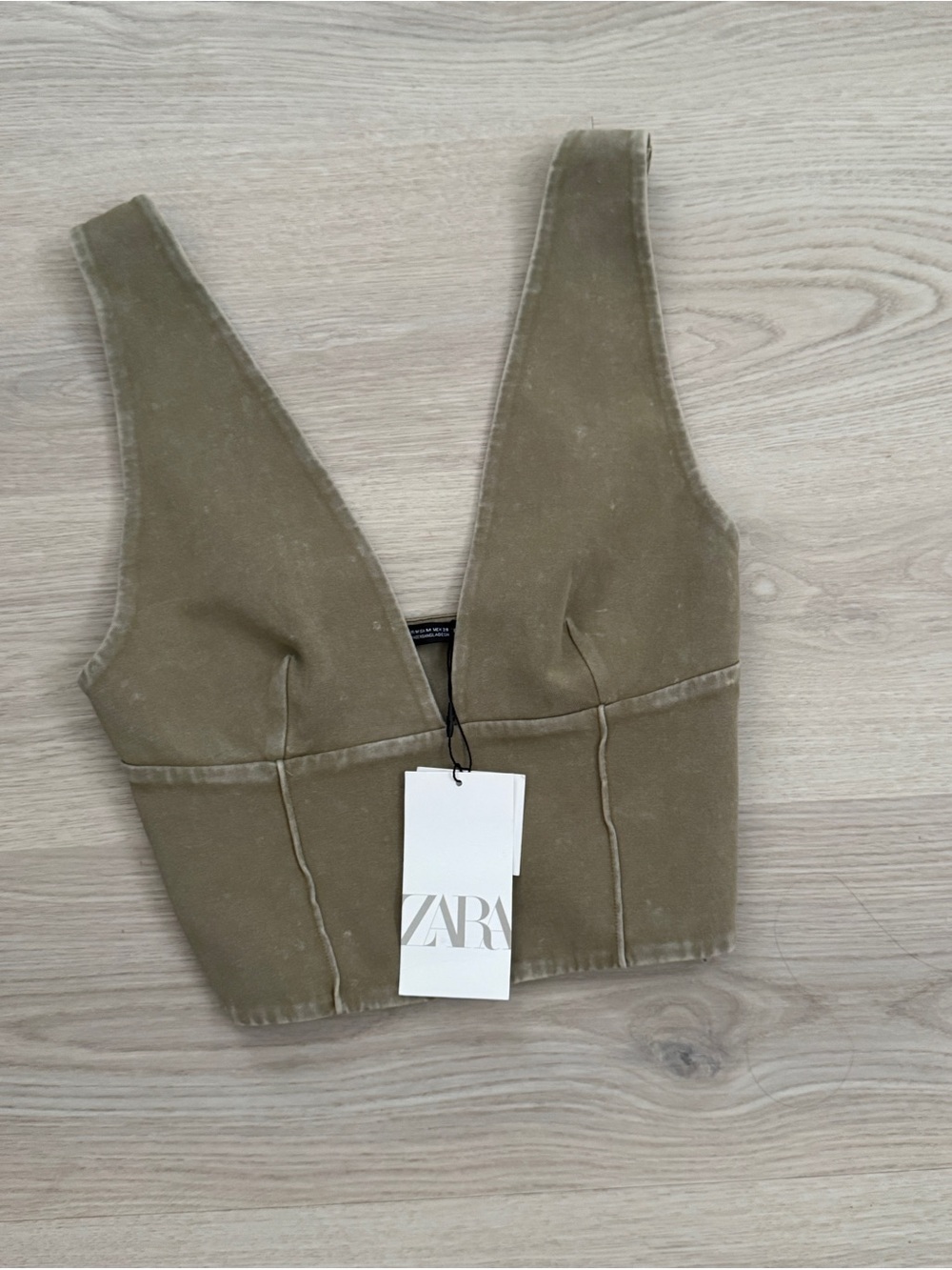 Zara Olive Green Deep V Tank Top